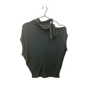 Free People Black Mock Neck Tie Top